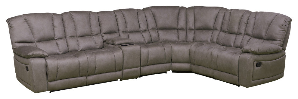 Betsy Furniture Microfiber Reclining Sectional Living Room Set, Grey
