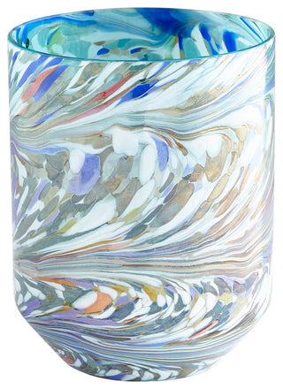 Cyan Large Round Wanaka Vase 09515, Jade Mosiac