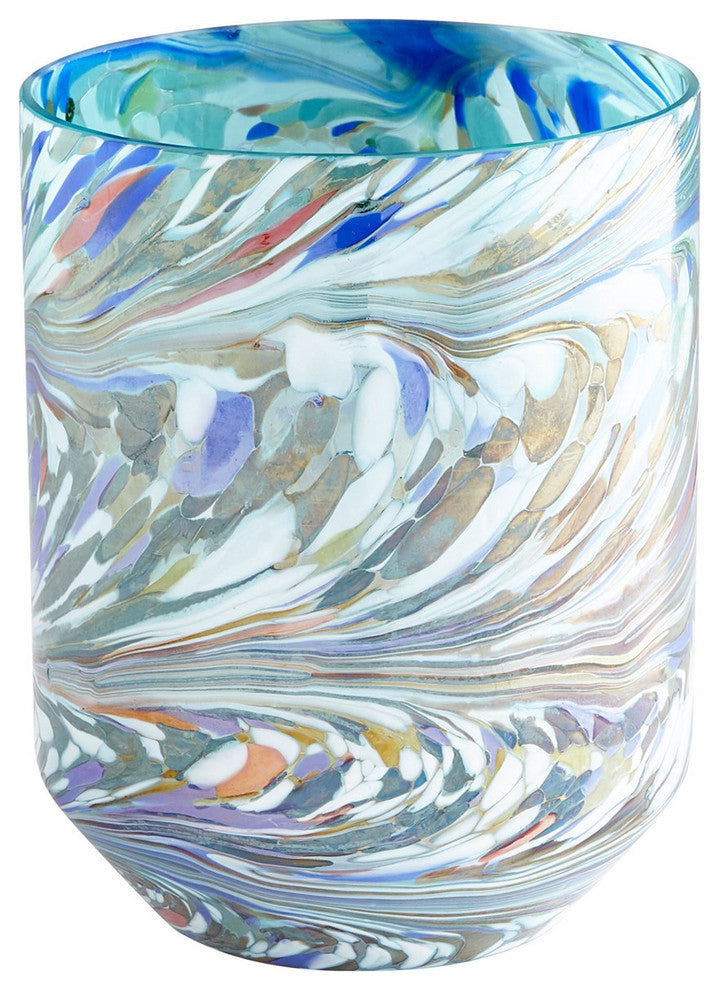 Cyan Large Round Wanaka Vase 09515, Jade Mosiac