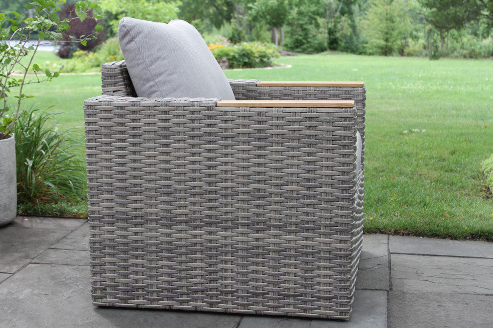 3-Piece Teak and Wicker Storage Chat Set