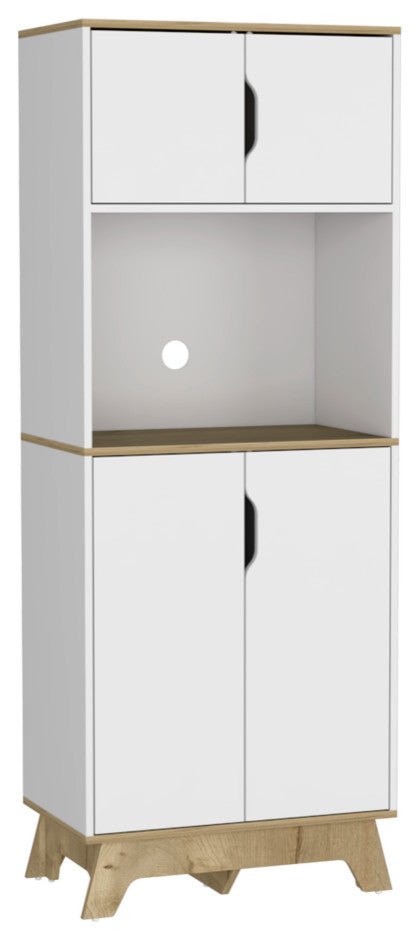 Microwave Tall Cabinet Wallas, Kitchen, Light Oak / White
