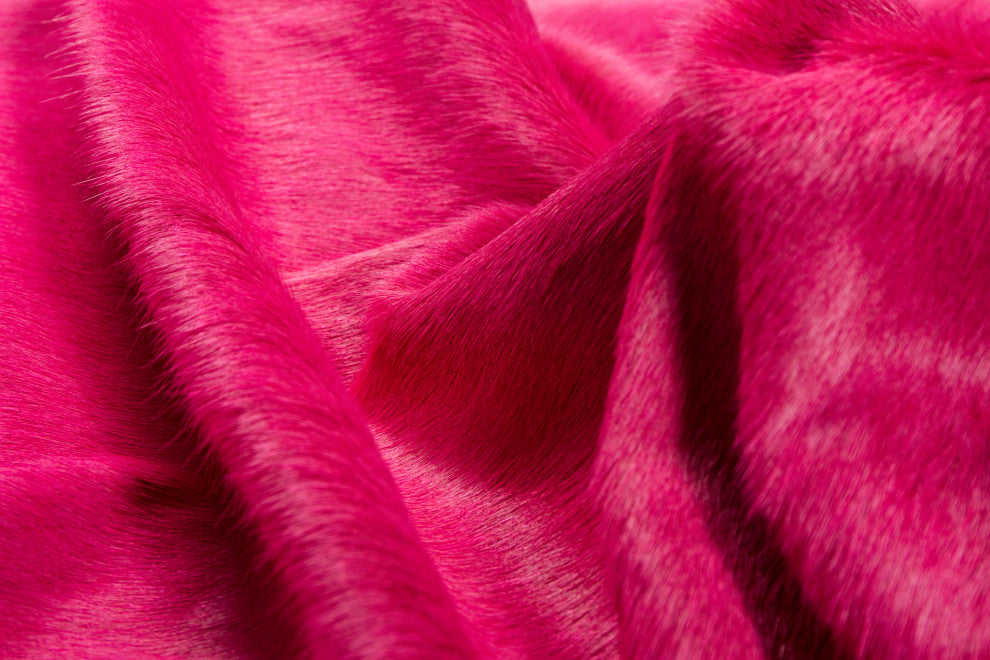 Natural Geneva Cowhide Rug, 6'x7', Fuschia