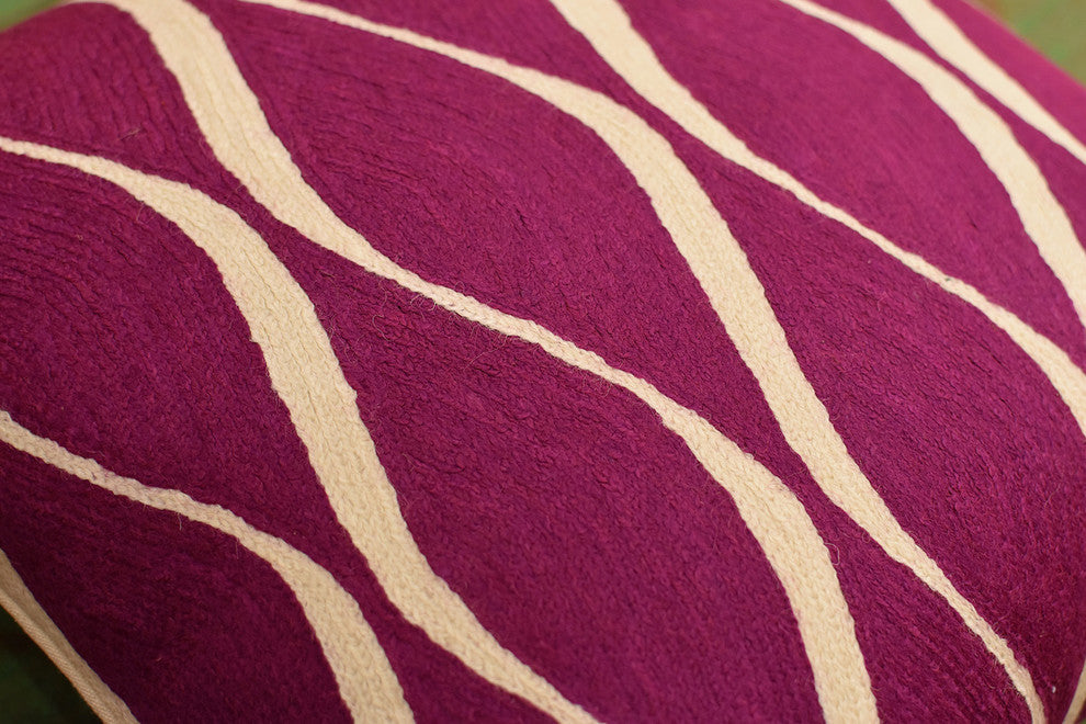 Contemporary Waves Tyrian Purple I Decorative Pillow Cover Handmade Wool 18x18"