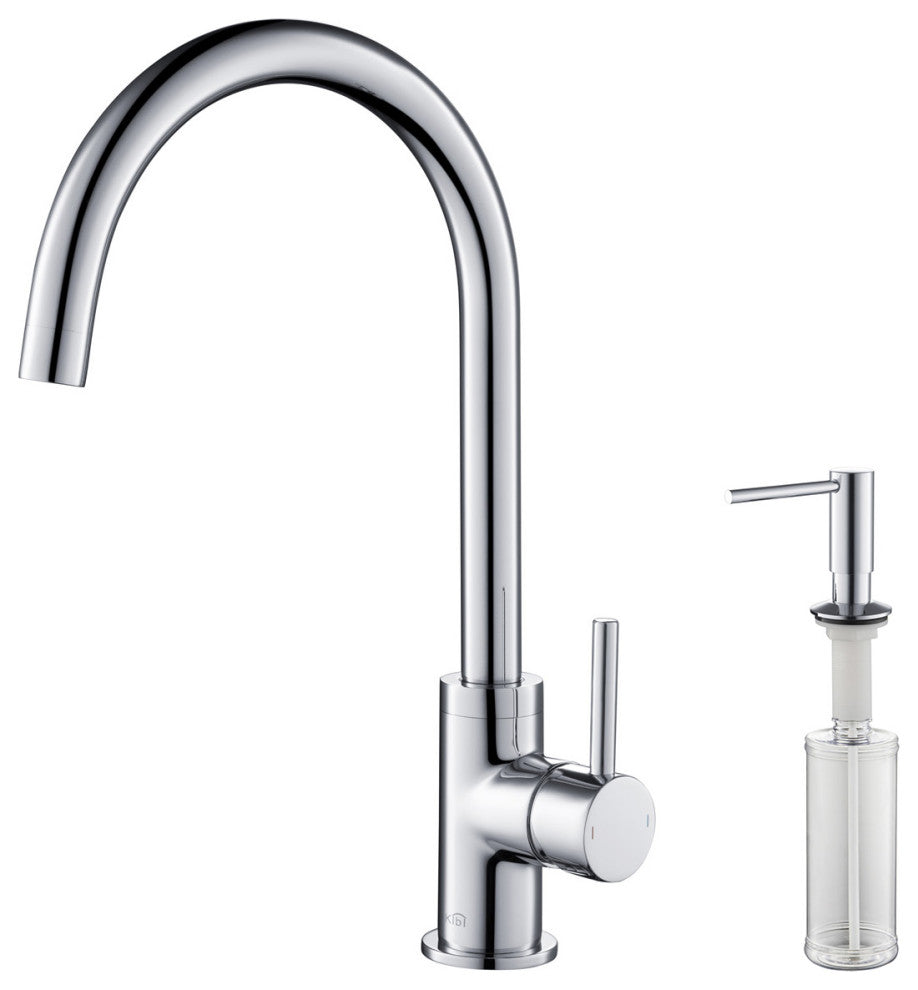 Lowa Single Handle Kitchen Bar Faucet, Chrome, W/ Soap Dispenser
