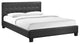 Modern Contemporary Queen Size Vinyl Bed Frame, Black Faux Leather