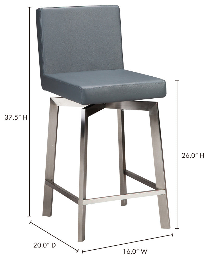 Contemporary Giro Swivel Counter Stool Grey - Grey