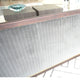 Elegant Pinstripe Gray 3 Seat Sofa Exposed Wood Velvet Curved Back Contemporary