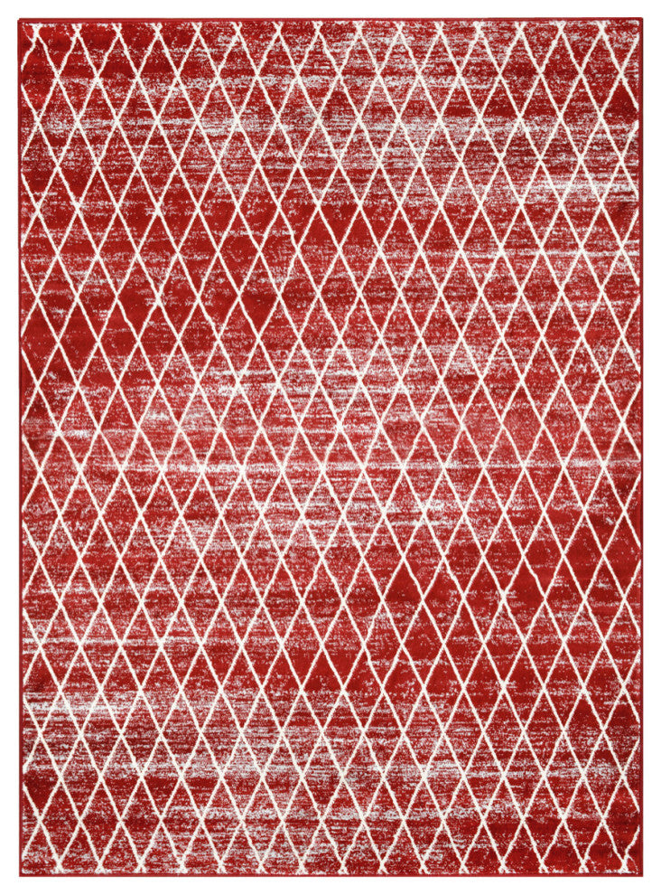 Modern Accent Rug, Scarlet Red, 6'11"x4'11"