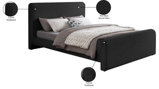 Stylus Black Boucle Fabric Full Bed, Black, King