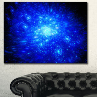 Blue Fireworks on Black, Abstract Art on Canvas, 40x30