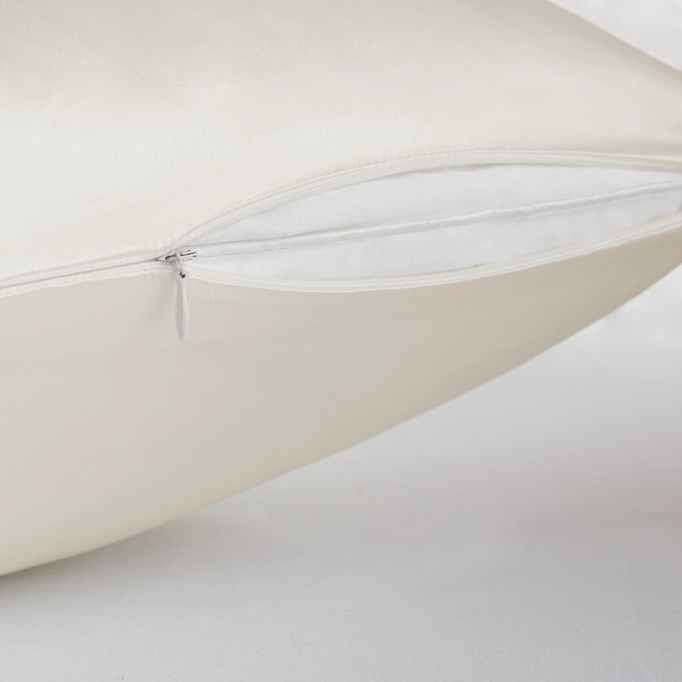 Madison Park Mulberry Silk Luxury Single Pillowcase, Ivory, Standard