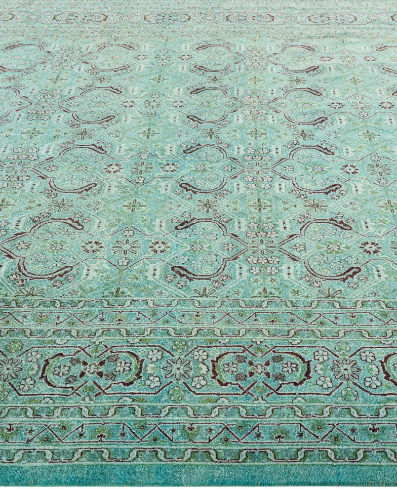 Overdyed One-of-a-Kind Hand-Knotted Area Rug Green, 6' 2" x 9' 1"