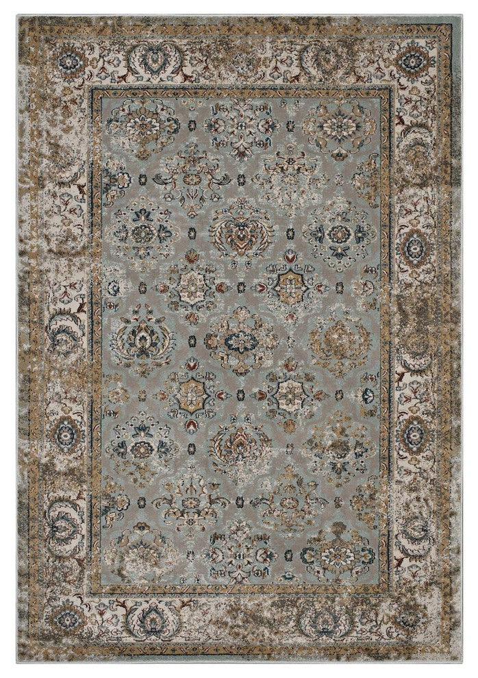Hisa Distressed Vintage Floral Lattice 5x8 Area Rug