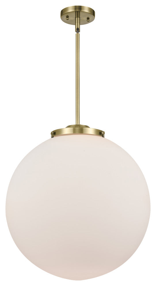 Beacon Pendant, Antique Brass, Matte White