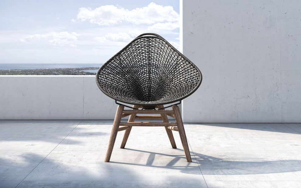 Lucida Accent Chair, Dark Gray Cord and Weathered Eucalyptus