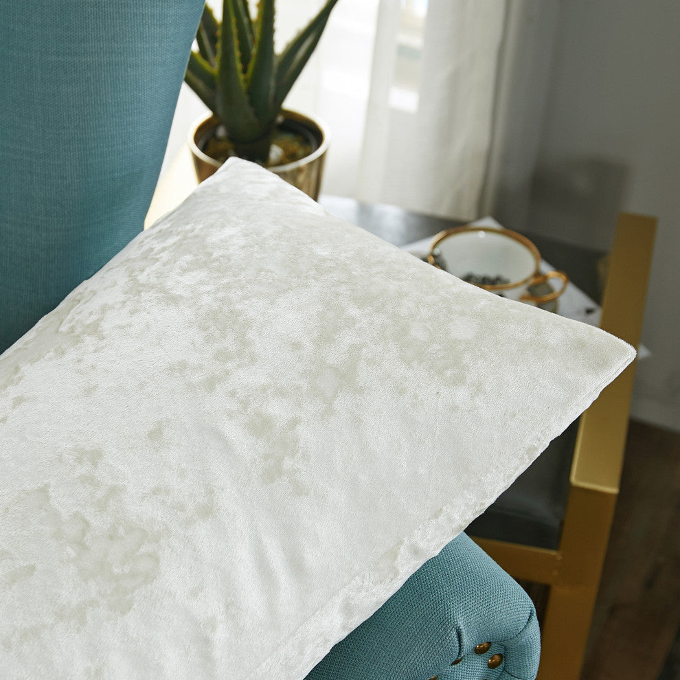 Crushed Velvet Pillow Cover 2 Piece Set, Gardenia, 14" X 26"