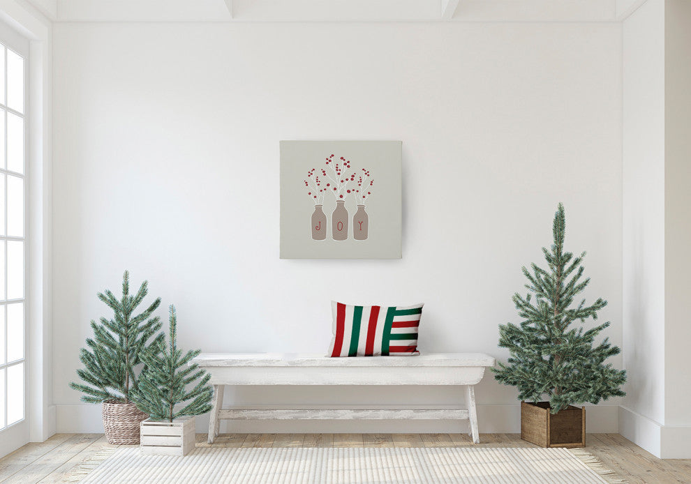 Christmas Stripes Accent Pillow, Forest Green, 14"x20"