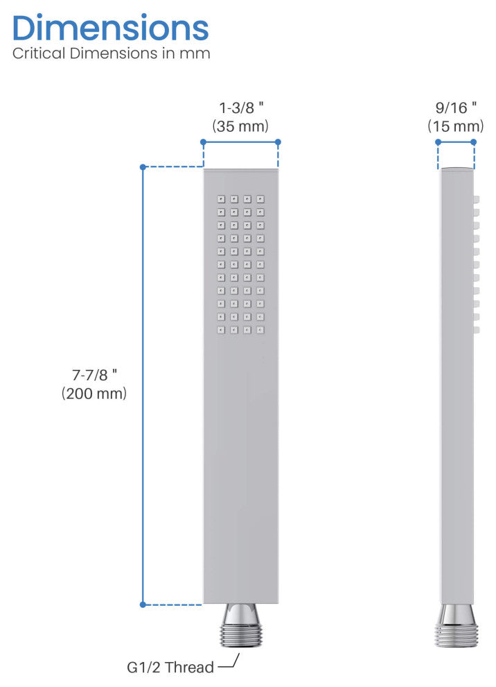 Cube Metal Handheld Shower Head, Chrome