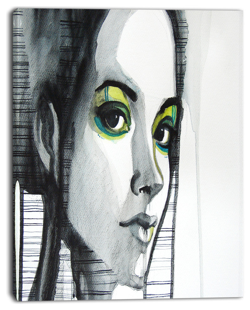 "Black Illustrated Girl" Canvas Print
