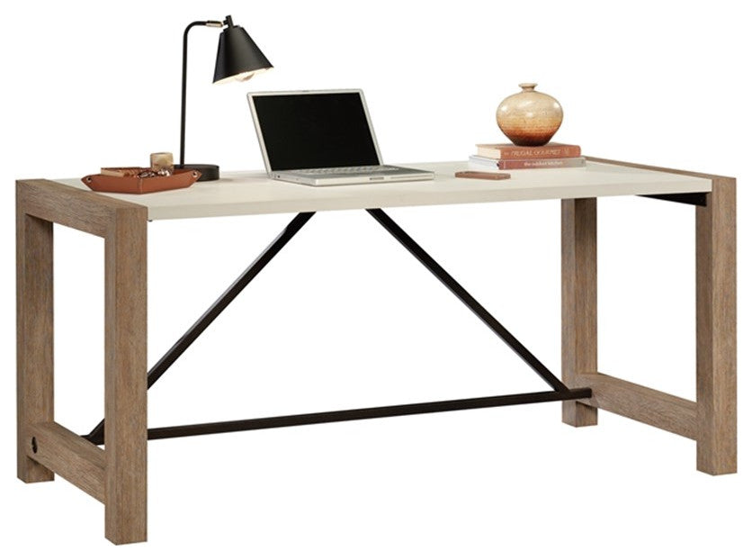 Sauder Dixon City Engineered Wood Executive Desk in Brushed Oak Finish