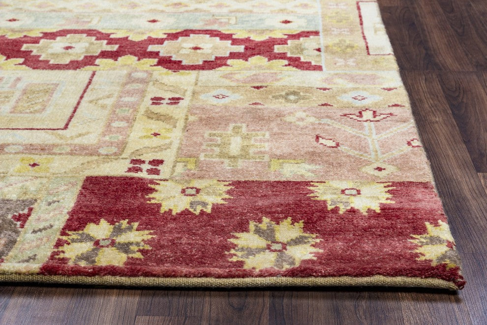 Rizzy Home Aquarius AQ8841 Burgundy Patchwork Area Rug, Rectangular 5'x8'