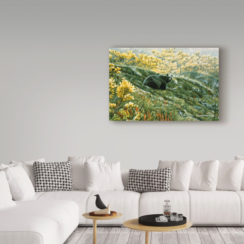 Ron Parker 'Grizzly In The Blueberries' Canvas Art, 24"x16"