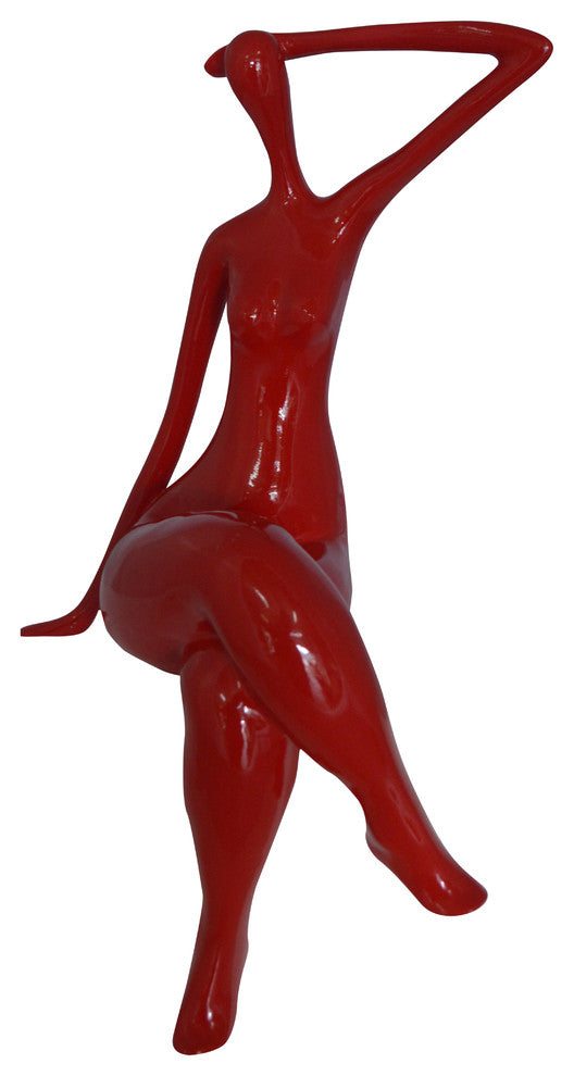 Modern Art Sitting on Edge Girl Made of Resin -  Size: 9"L x 7"W x 16"H.