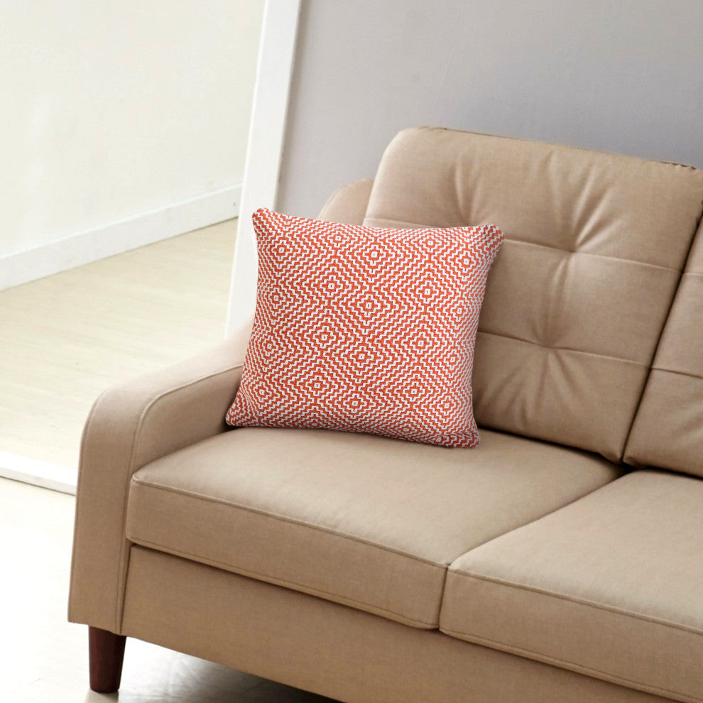 Ox Bay Handwoven Orange/White Diamond Organic Cotton Pillow Cover, 20"x20"