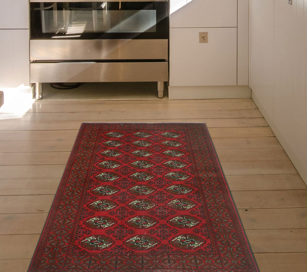Vintage Distressed Lajward Red/Brown Rug, 4'1x6'2