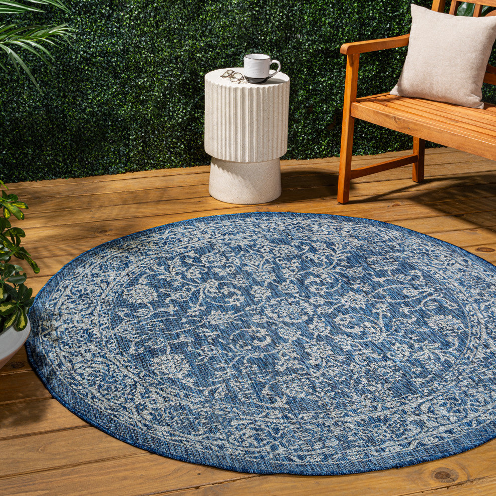 Tela Bohemian Textured Weave Floral Indoor/Outdoor Area Rug