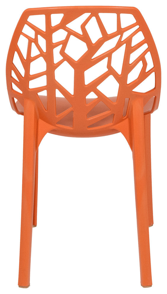 Stackable Plastic Accent Dining Chair for Indoor and Outdoor, Orange