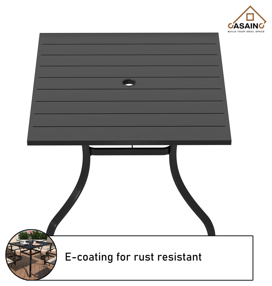 5 Piece Steel Frame Patio Dining Set, Swivel Dining Chair