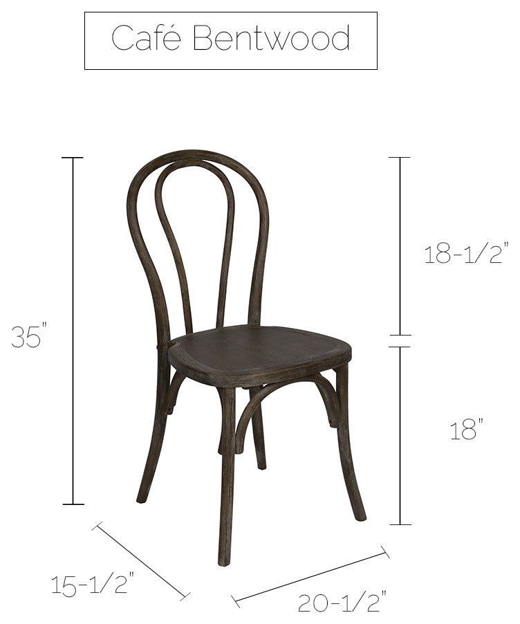 Cafe Bentwood Parisian Dining Chair, Set of 2, Antique Brushed Mocha