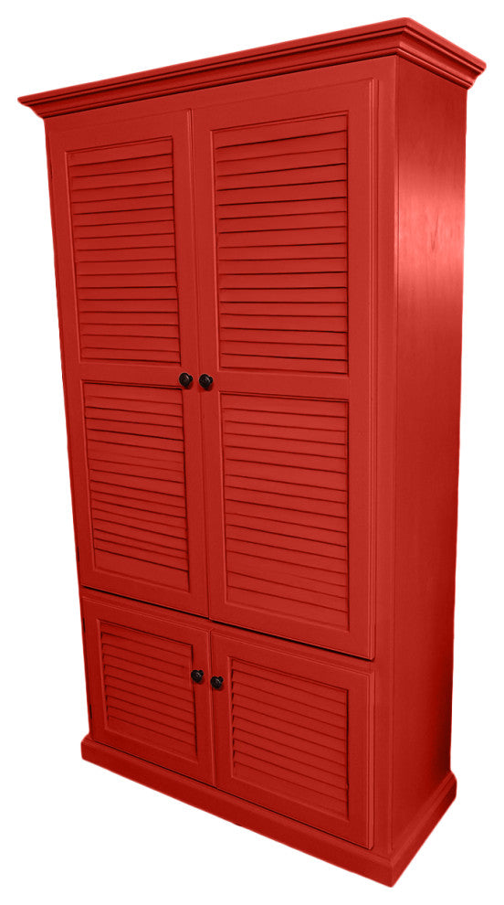 Extra Wide Kitchen pantry With Shutter Doors, Persimmon Red