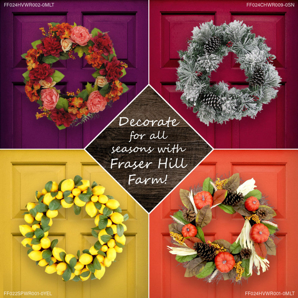 9' Fall Harvest Garland Decor With Corn Husks, Pumpkins and Pine Cones
