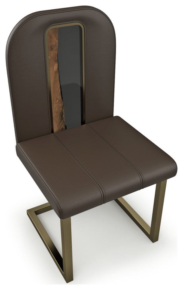 Atrani Dining Chair, Brown Top and Bronze Base, 6 Pieces