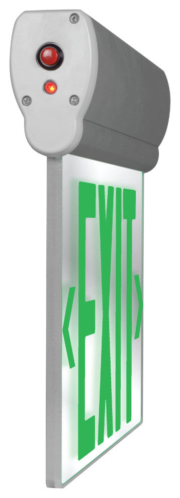 EXL220 Edge-Lit LED Emergency Exit Sign, Green Letters, Mirrored