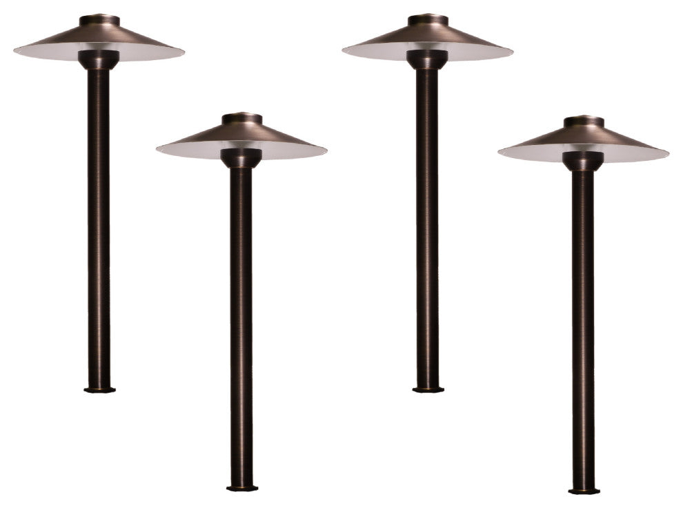LED Brass Path Lights, Set of 4