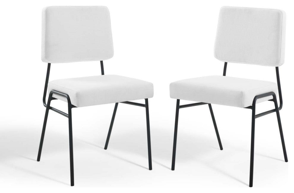 Side Dining Chair, Set of 2, Fabric, Black White, Modern, Cafe Bistro Restaurant