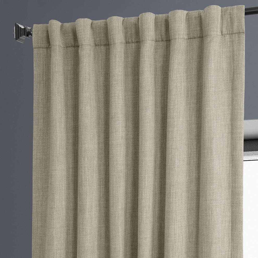 Faux Linen Darkening Curtain Single Panel, Oatmeal, 50"x96"