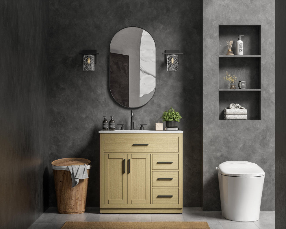 Home Living 36" Single Bathroom Vanity, Honey Brown