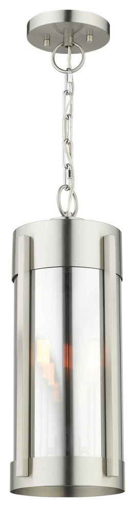 Livex Lighting Sheridan 2 Light Brushed Nickel Medium Outdoor Pendant Lantern