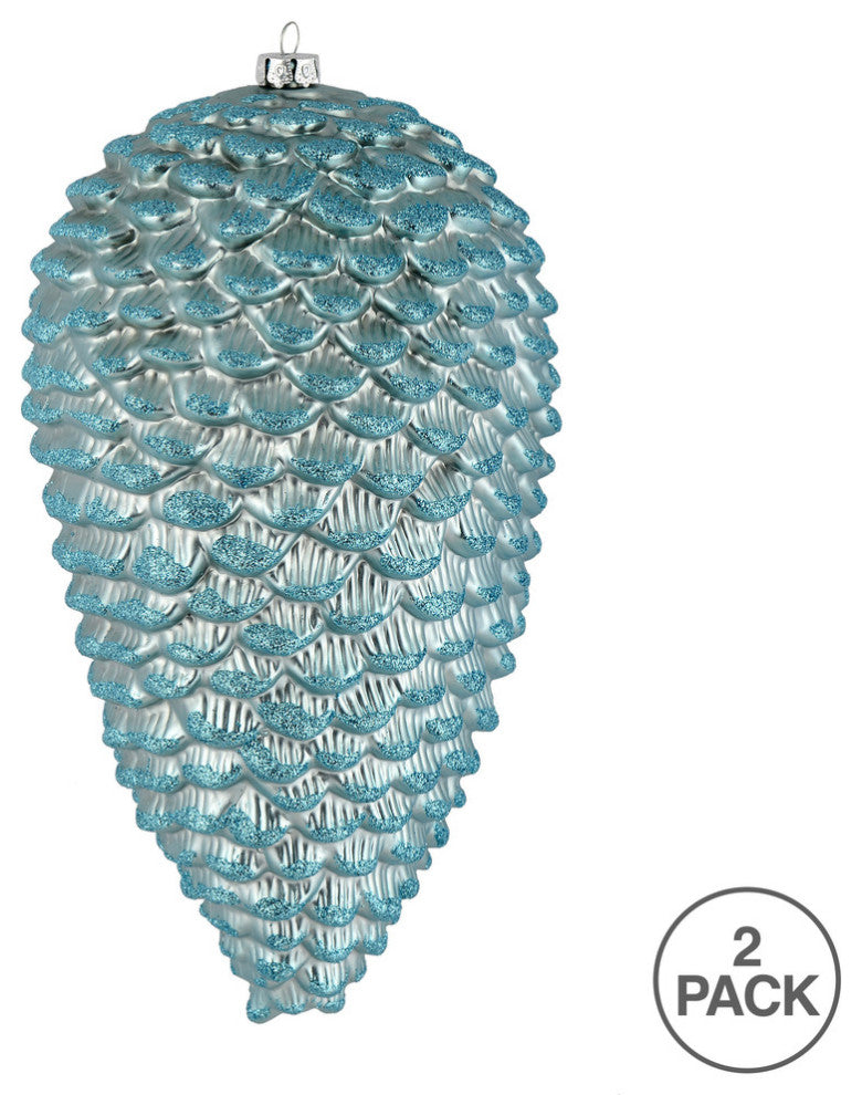 Vickerman N187332D 10" Baby Blue Matte Glitter Pinecone Christmas Ornament