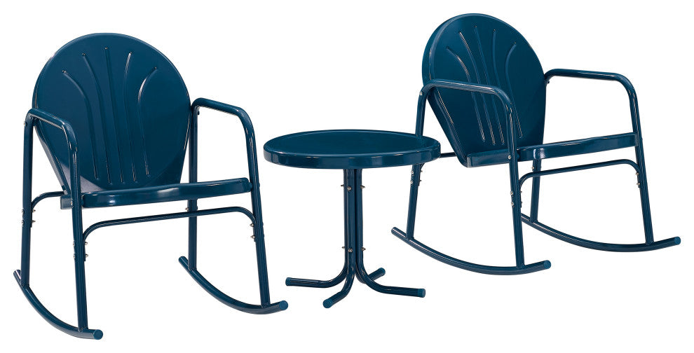 Griffith 3-Piece Outdoor Rocking Chair Set, Navy Gloss