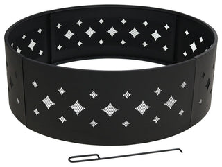 Sunnydaze Heavy-Duty Diamond Cut Out Campfire Fire Ring, 36" Diameter