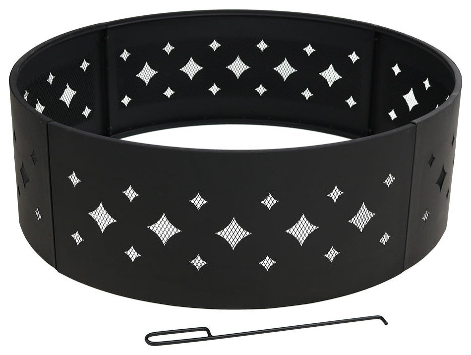 Sunnydaze Heavy-Duty Diamond Cut Out Campfire Fire Ring, 36" Diameter