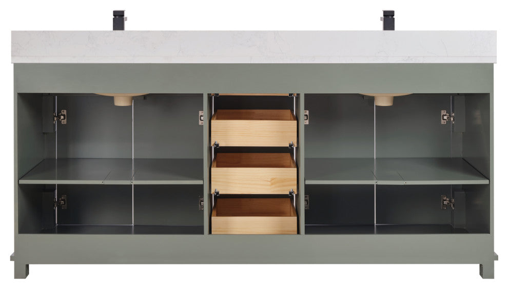 Legion Furniture WS2512 Series Bathroom Sink Vanity, Pewter Green, 72", Artificial Stone Top, Double Sink
