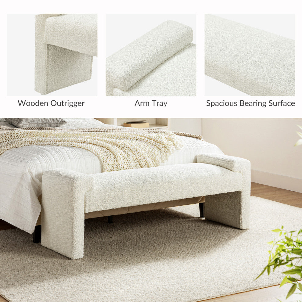 Severin Upholstered Bench, Ivory