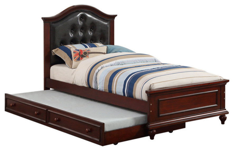 Cherub Twin Size Bed With Trundle In Black And Cherry Brown