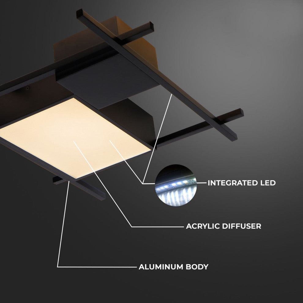 Radium 19" ETL Certified Integrated LED Ceiling Fixture, Black